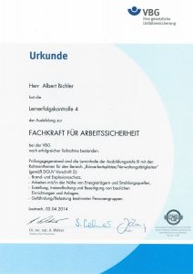 Urkunde Fachkraft für Arbeitssicherheit
