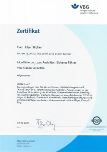 Zertifikat zum Ausbilder: Sicheres Führen von Kranen vermitteln