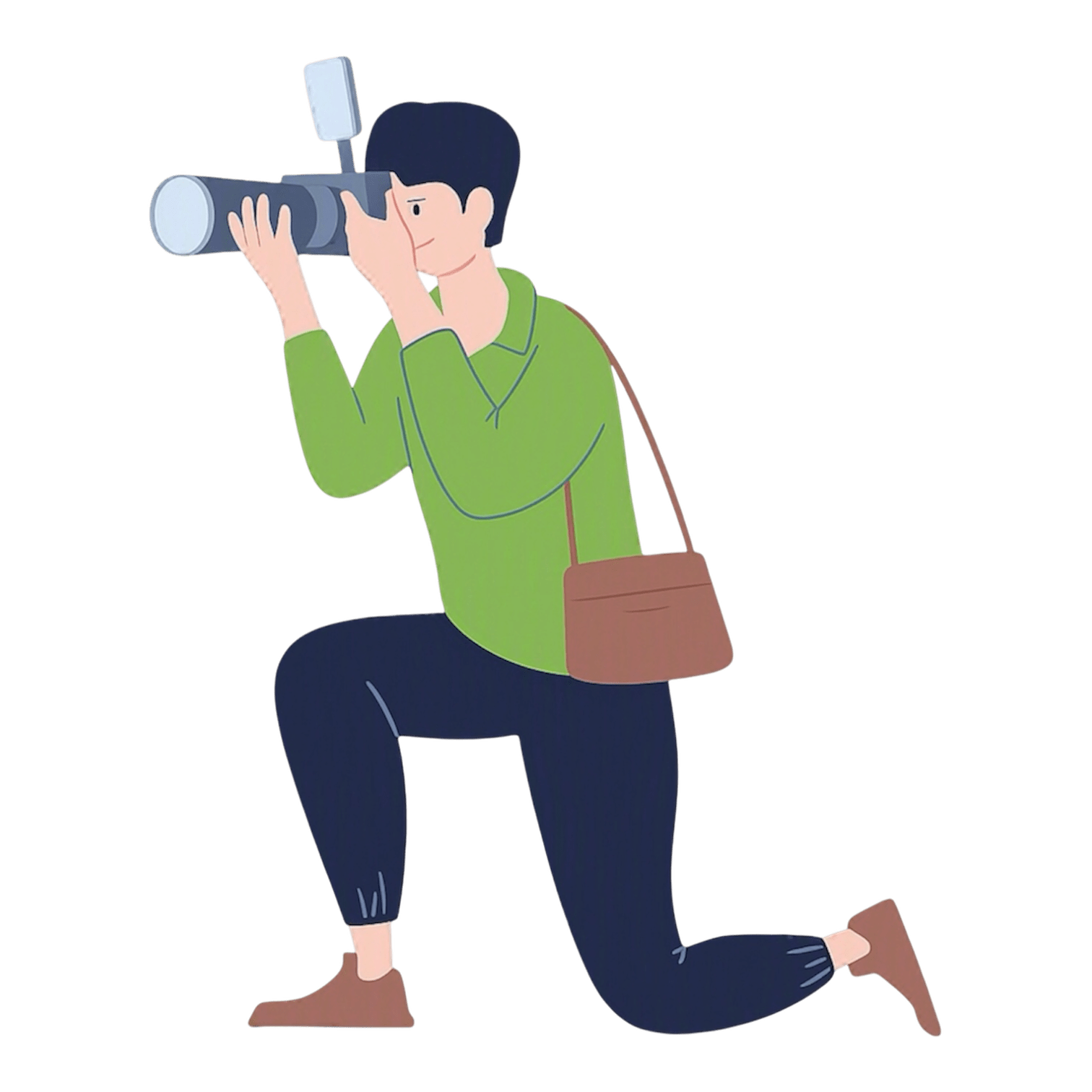 Fotograf – Kreativität und visuelle Kommunikation Illustration eines Fotografen mit Kamera und Blitz